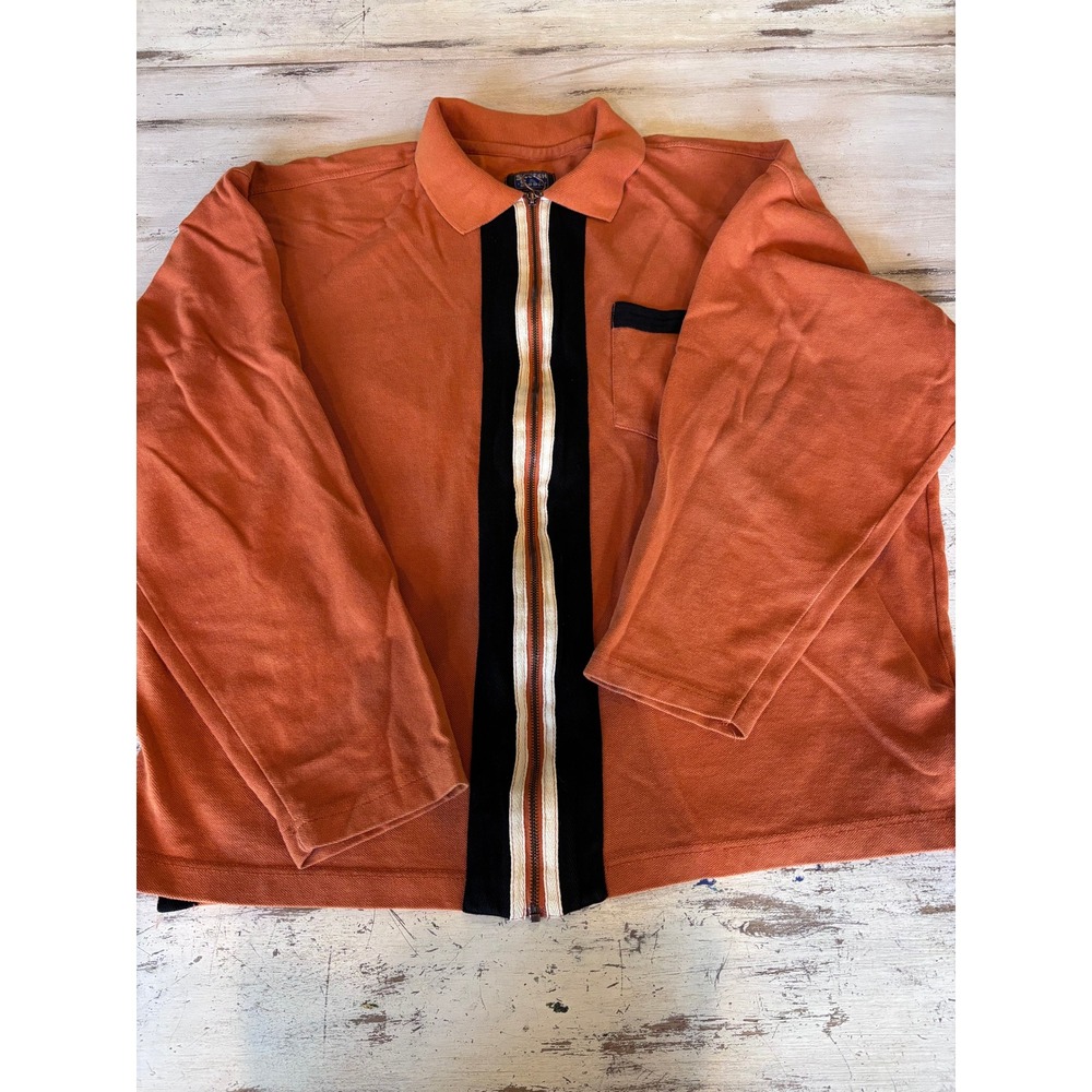 SCOTCH & SODA quarter zip pullover men size L orange racing stripe pique knit
